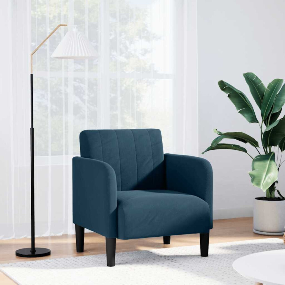 vidaXL Fauteuil met armleuningen Blauw 54 cm Fluweel afbeelding 1