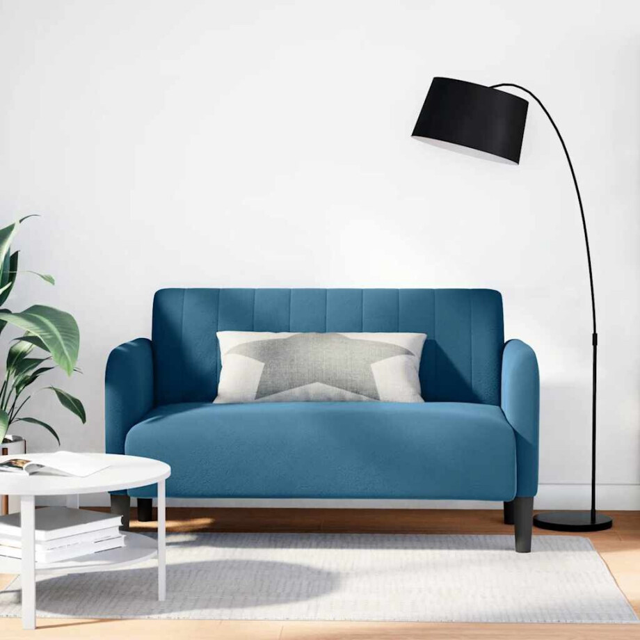 vidaXL Loveseat bank 109 cm fluweel blauw vidaXL Loveseat bank 109 cm fluweel blauw afbeelding 1