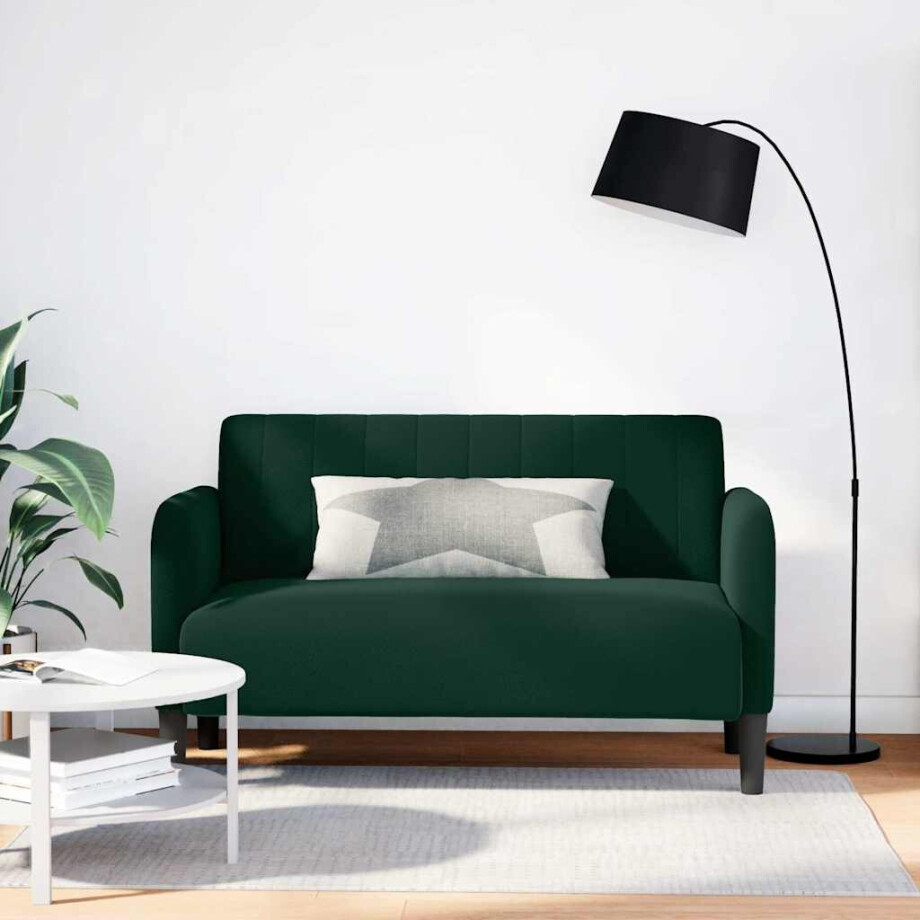 vidaXL Loveseat bank 109 cm fluweel donkergroen vidaXL Loveseat bank 109 cm fluweel donkergroen afbeelding 1