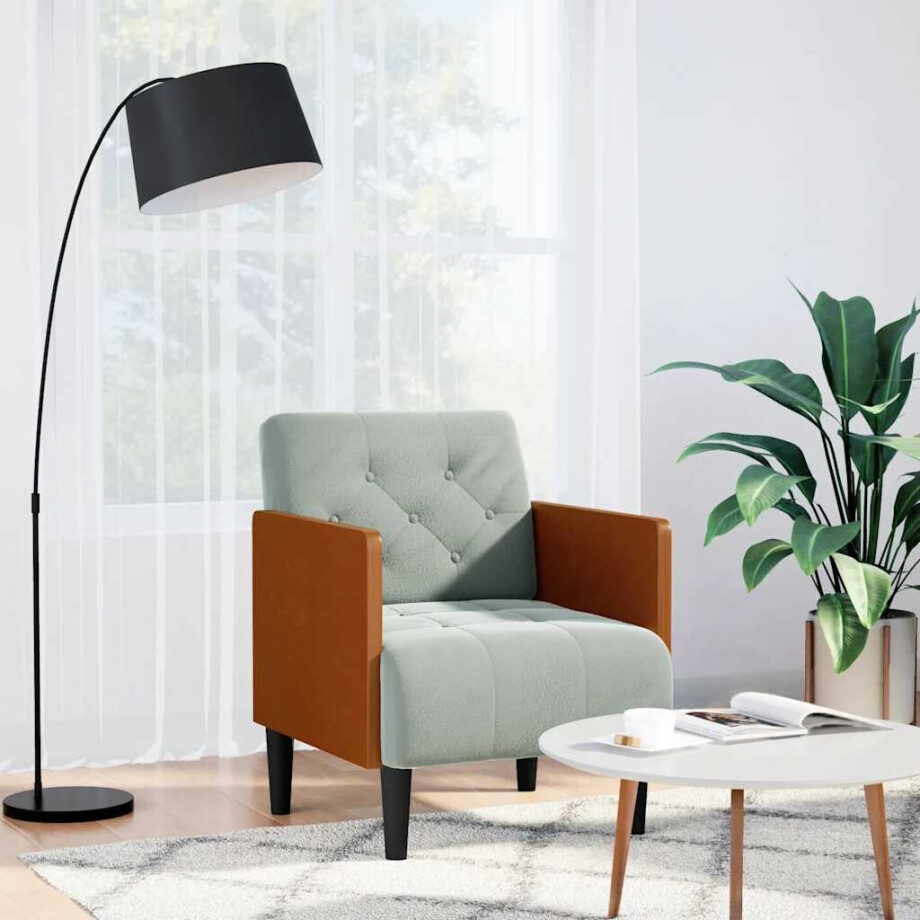 vidaXL Fauteuil met armleuningen Lichtgrijs 55 cm Fluweel afbeelding 1