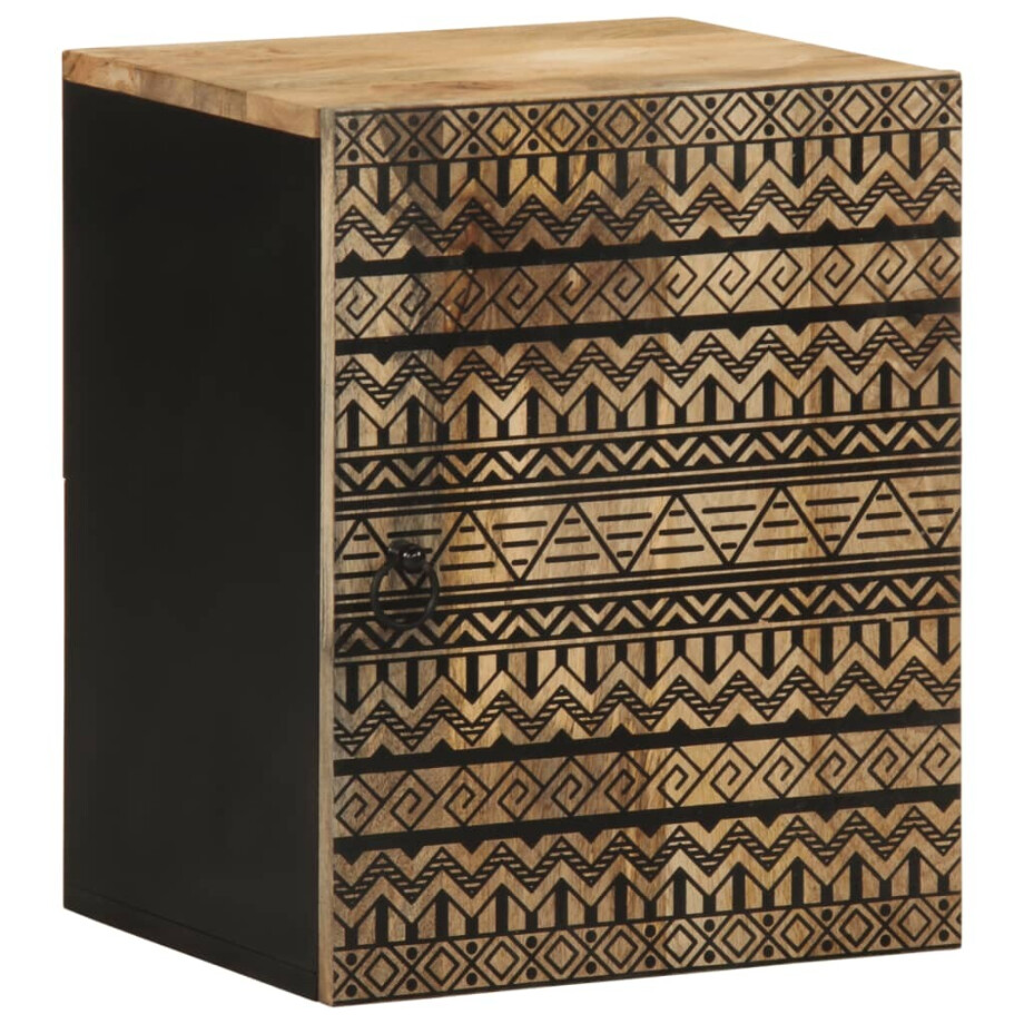 vidaXL Badkamerwandkast 38x33,5x48 cm massief mangohout zwart vidaXL Badkamerwandkast 38x33,5x48 cm massief mangohout zwart afbeelding 1