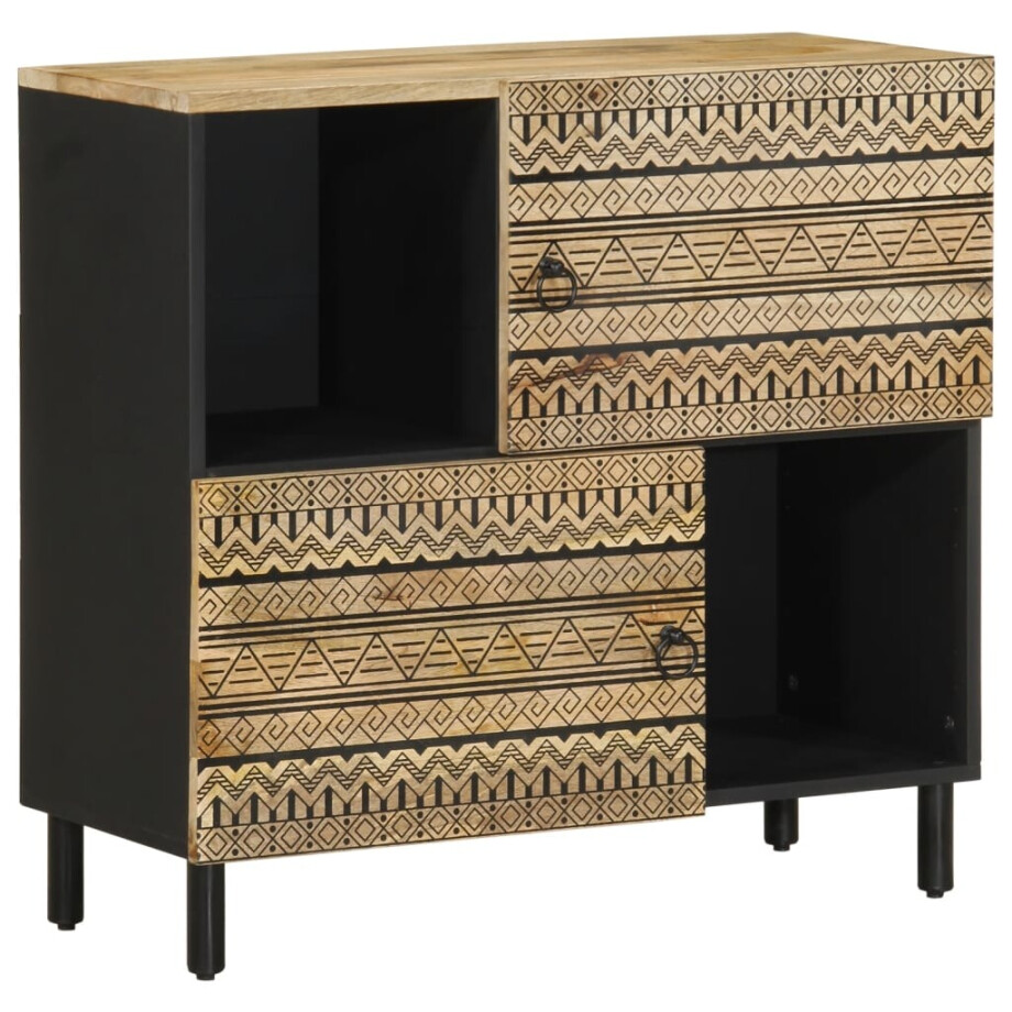 vidaXL Dressoir 80x33,5x75 cm massief ruw mangohout vidaXL Dressoir 80x33,5x75 cm massief ruw mangohout afbeelding 1