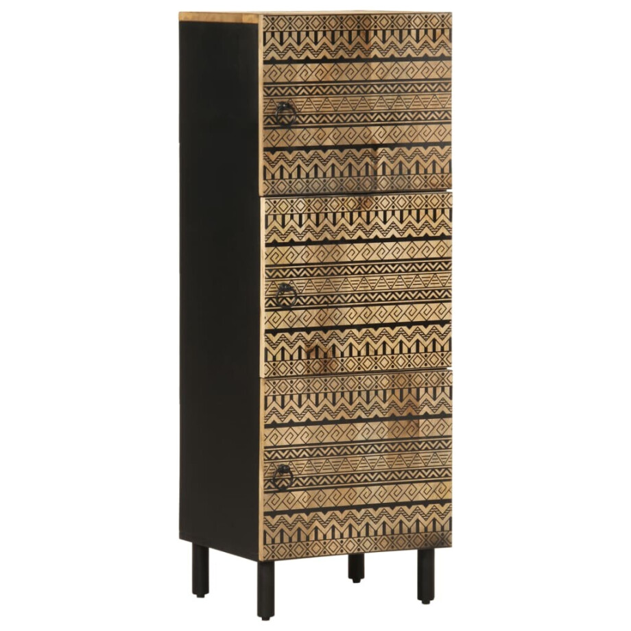 vidaXL Hoge kast 40x33,5x110 cm massief ruw mangohout afbeelding 1