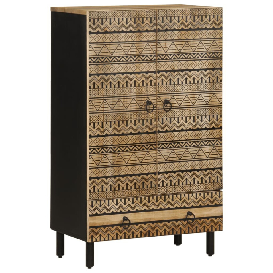 vidaXL Hoge kast 60x33,5x100 cm massief ruw mangohout afbeelding 1