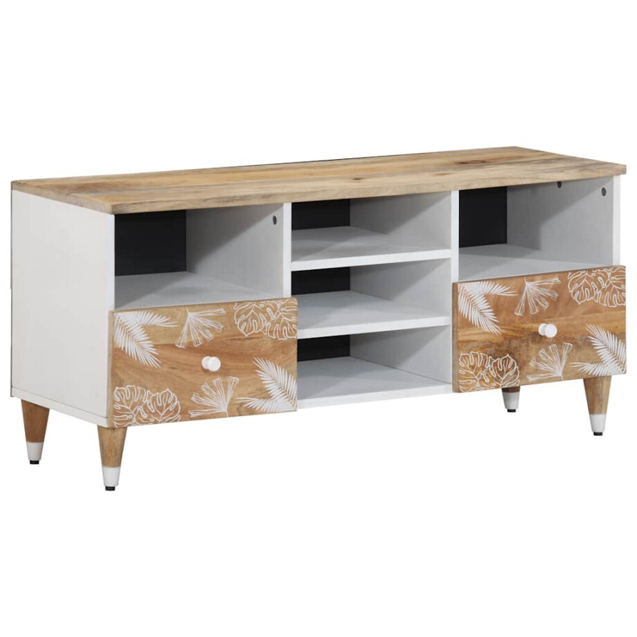 vidaXL Tv-meubel 100x33,5x46 cm massief mangohout afbeelding 1