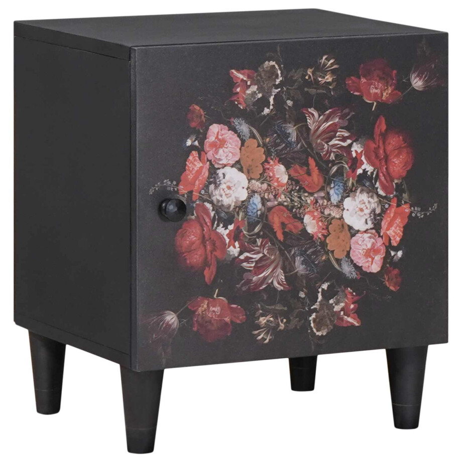 vidaXL Nachtkastje met Deur Zwart 40 x 33 x 46 cm Massief Mango Hout afbeelding 1