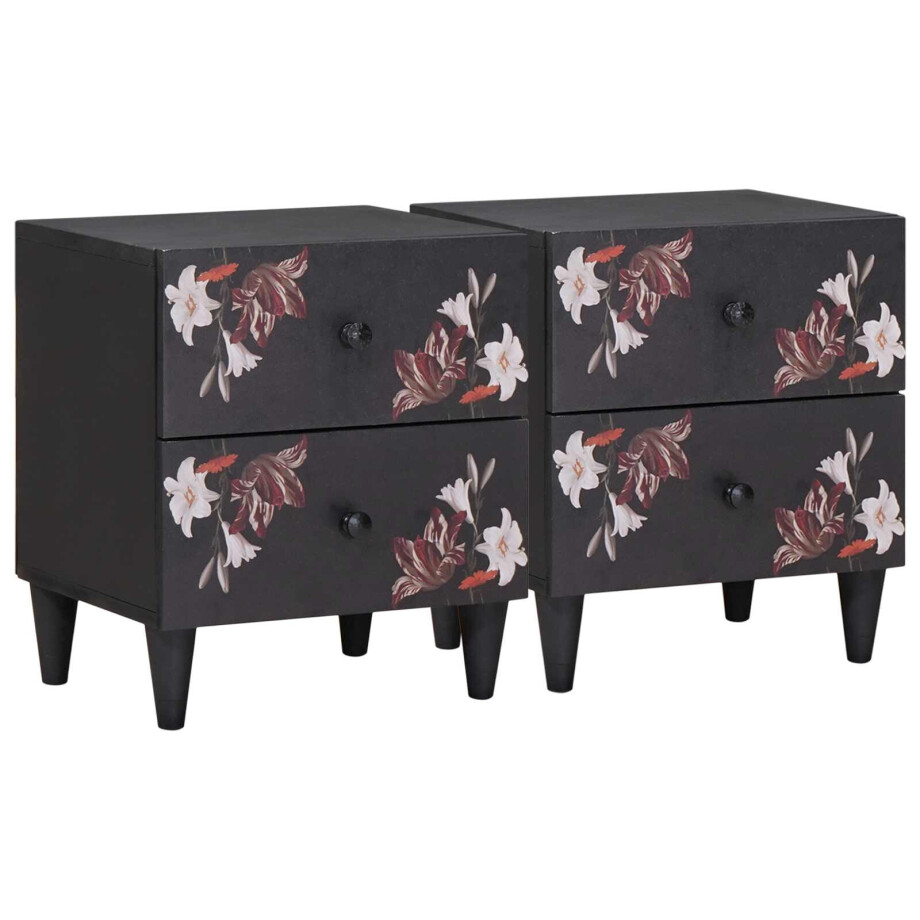 vidaXL Nachtkastje 2 pcs Bruin 40 x 33,5 x 46 cm Massief Mango Hout afbeelding 1