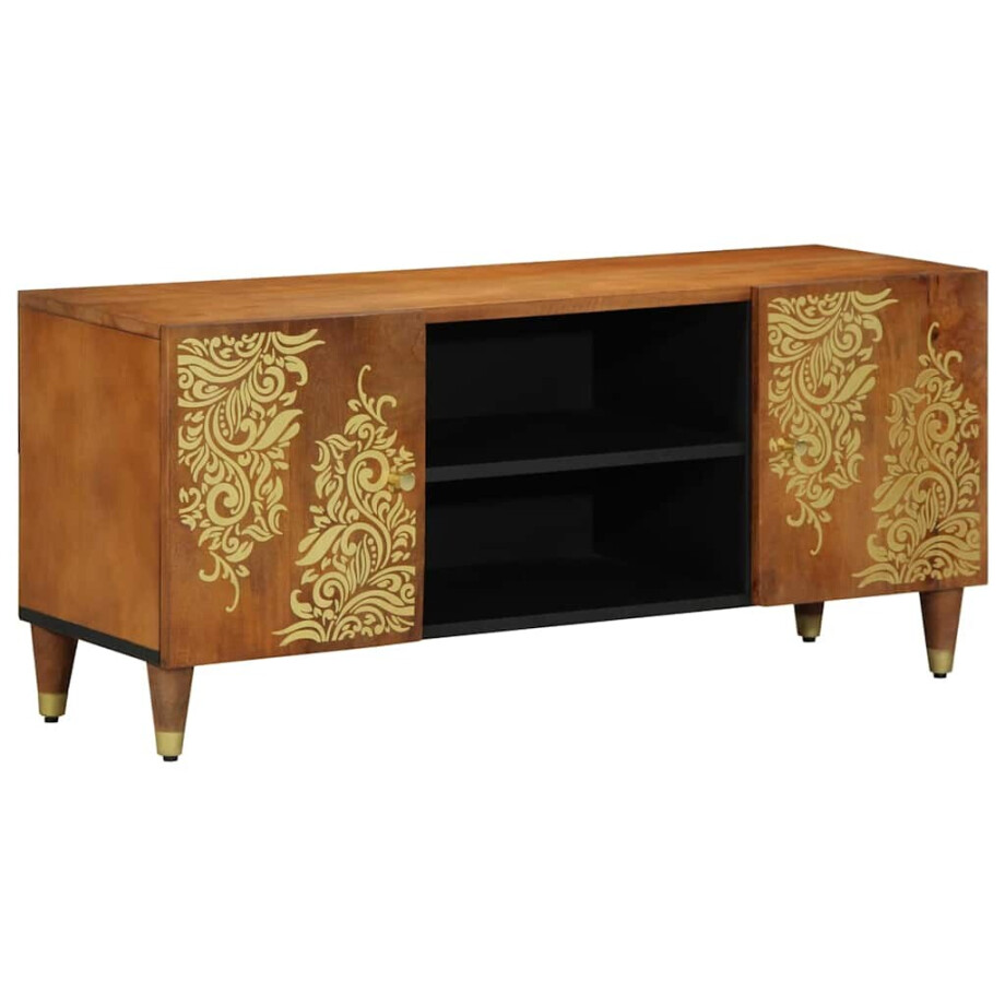 vidaXL TV-kast Honingbruin 105 x 33 x 46 cm Massief Mango Hout afbeelding 1