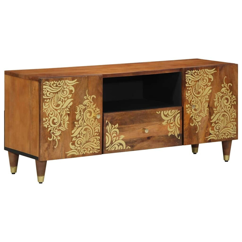 vidaXL TV-kast Honingbruin 105 x 33 x 46 cm Massief Mango Hout afbeelding 1