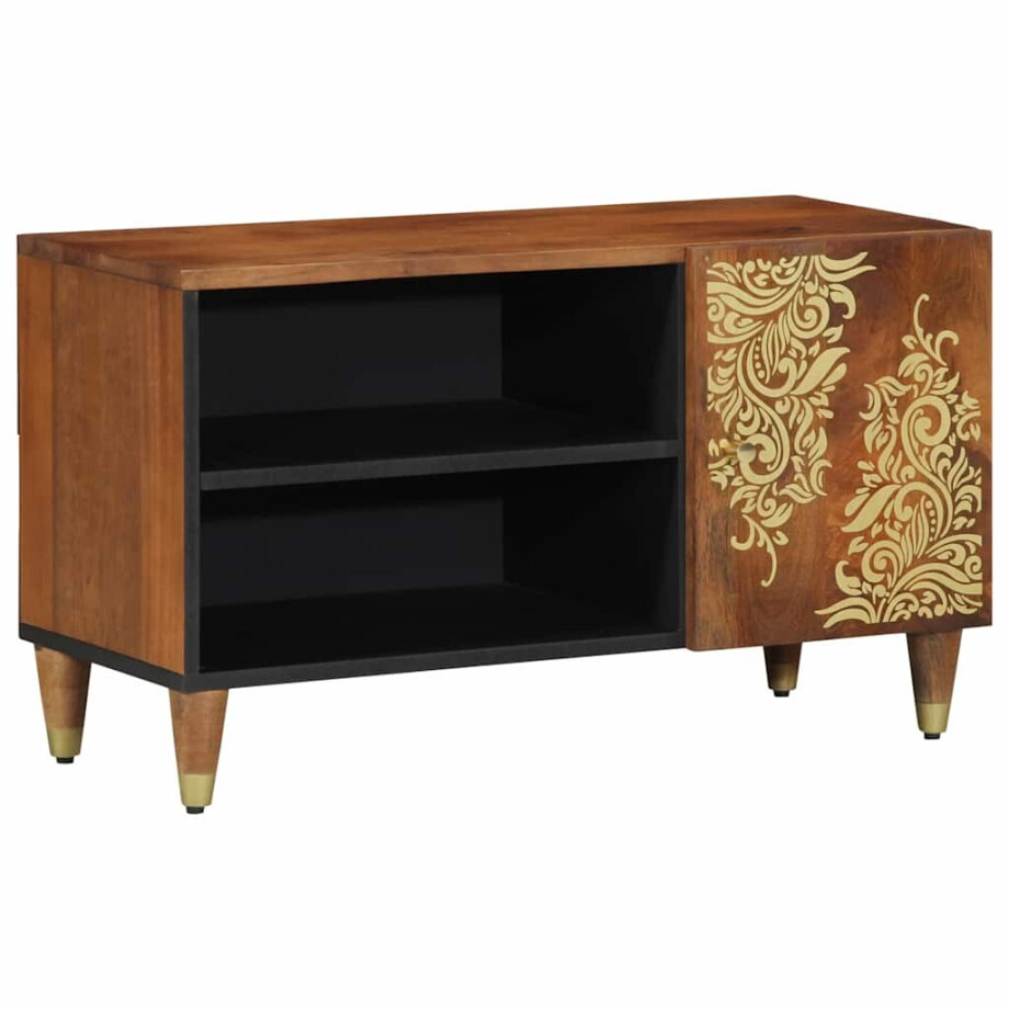 vidaXL TV-kast Honingbruin 80 x 33 x 46 cm Massief Mango Hout afbeelding 1