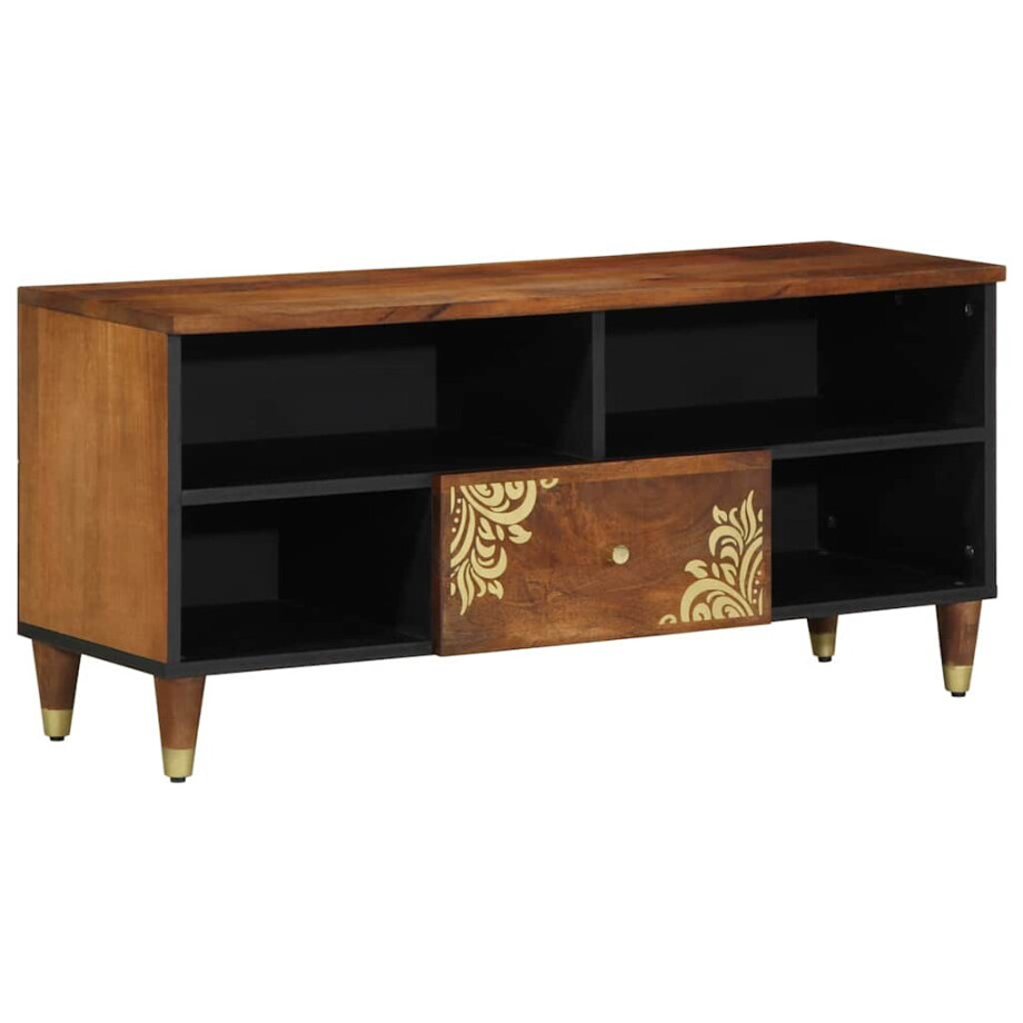 vidaXL TV-kast Honingbruin 100 x 33 x 46 cm Massief Mango Hout afbeelding 1