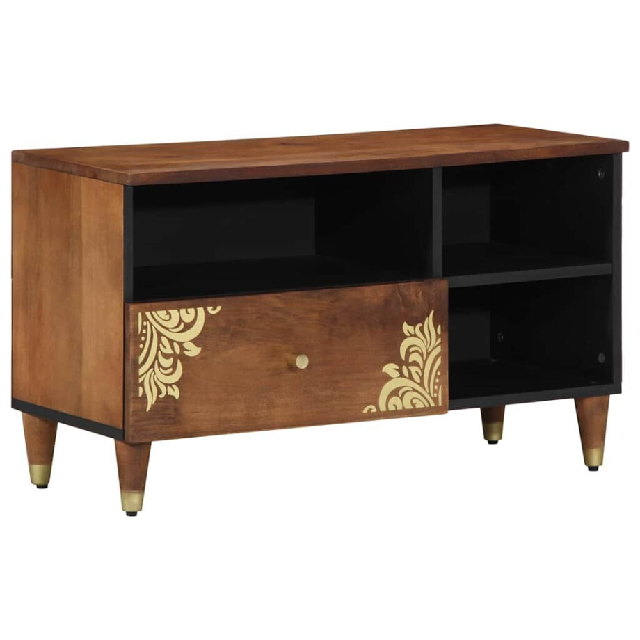 vidaXL TV-kast met lade Honingbruin 80 x 33 x 46 cm Massief Mango Hout vidaXL TV-kast met lade Honingbruin 80 x 33 x 46 cm Massief Mango Hout afbeelding 1