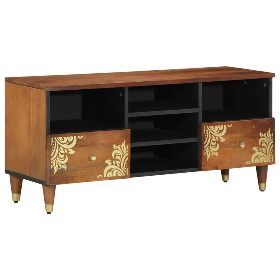 vidaXL TV-kast Honingbruin 100 x 33 x 46 cm Massief Mango Hout afbeelding 1