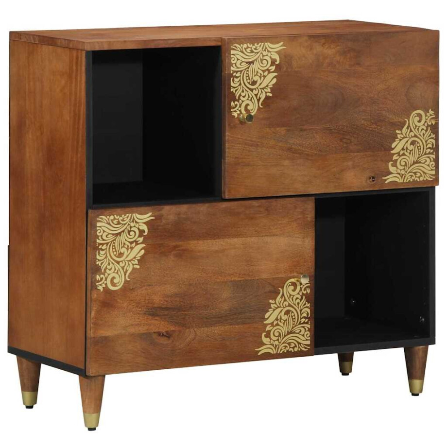 vidaXL Dressoir met plank Bruin 80 x 33 x 75 cm Massief Mango Hout vidaXL Dressoir met plank Bruin 80 x 33 x 75 cm Massief Mango Hout afbeelding 1