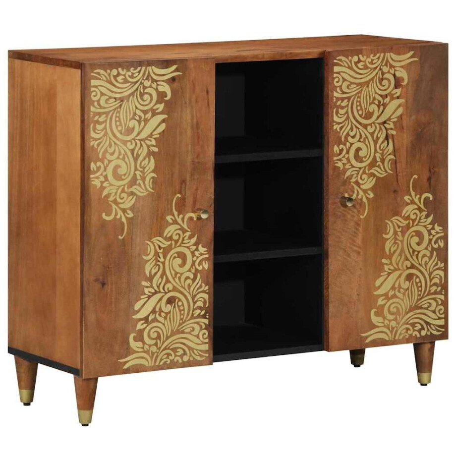 vidaXL Dressoir met plank Bruin 90 x 33 x 75 cm Massief Mango Hout afbeelding 1