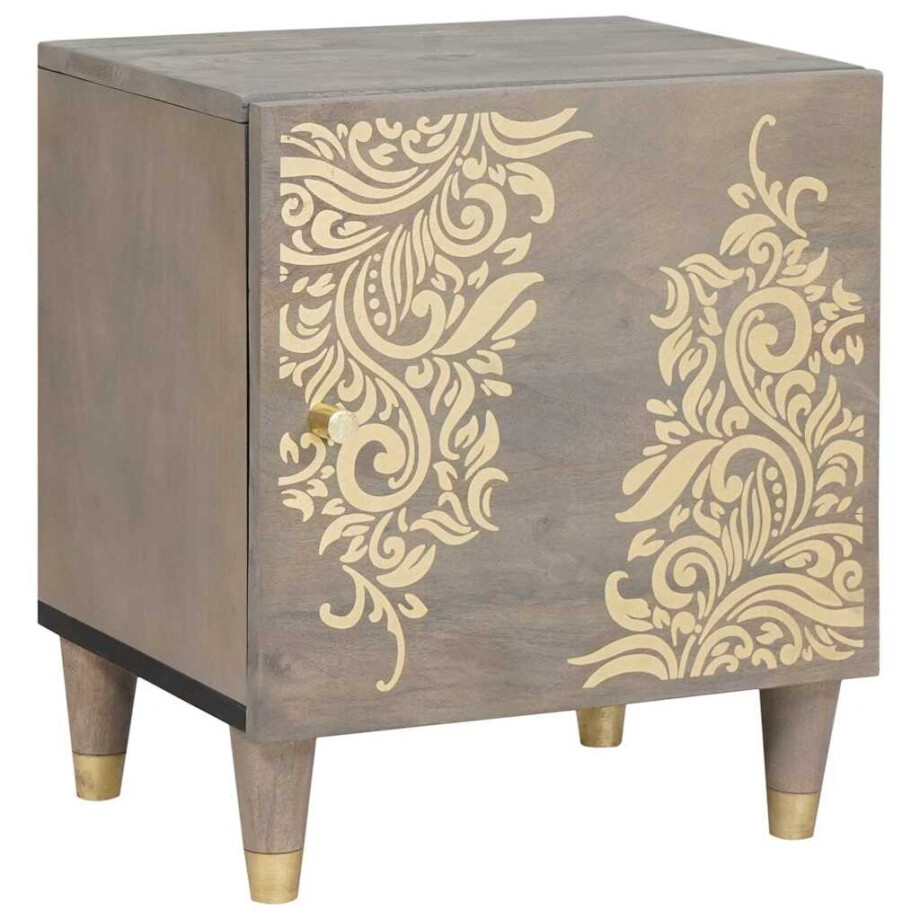 vidaXL Nachtkastje met Deur Grijs 40 x 33 x 46 cm Massief Mango Hout vidaXL Nachtkastje met Deur Grijs 40 x 33 x 46 cm Massief Mango Hout afbeelding 1