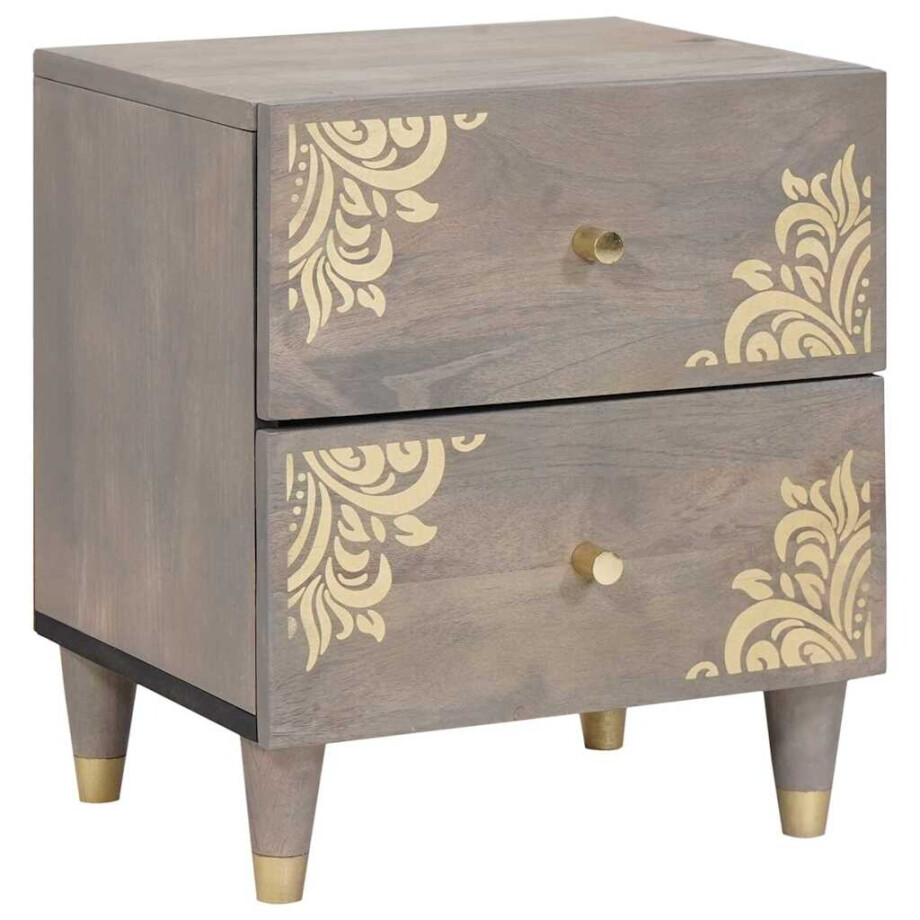 vidaXL Nachtkastje met lade Grijs 40 x 33 x 46 cm Massief Mango Hout vidaXL Nachtkastje met lade Grijs 40 x 33 x 46 cm Massief Mango Hout afbeelding 1