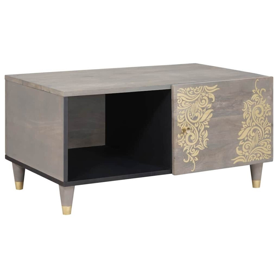 vidaXL Salontafel Grijs 80 x 50 x 40 cm Massief Mango Hout vidaXL Salontafel Grijs 80 x 50 x 40 cm Massief Mango Hout afbeelding 1