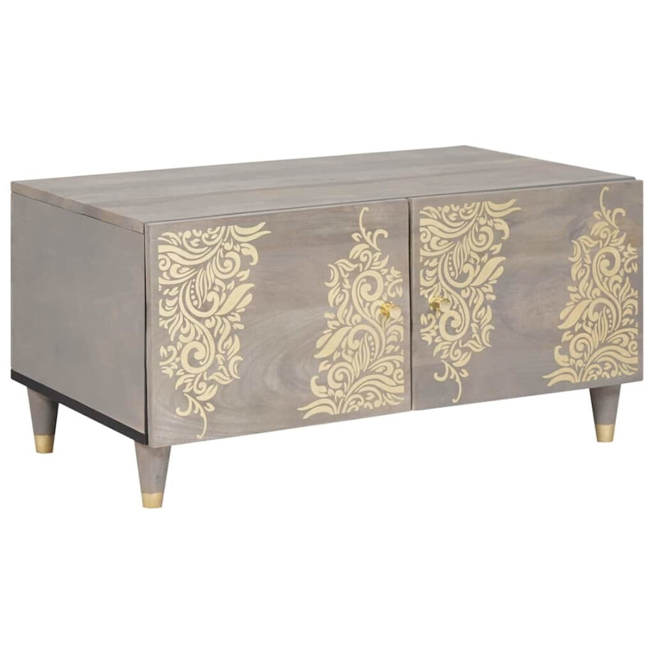 vidaXL Salontafel Grijs 80 x 50 x 40 cm Massief Mango Hout afbeelding 1