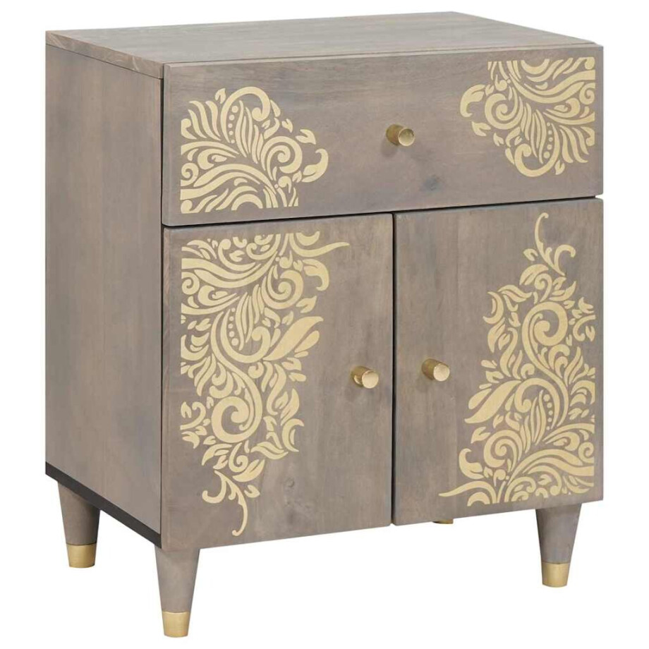 vidaXL Nachtkastje met Deur Grijs 50 x 33 x 60 cm Massief Mango Hout vidaXL Nachtkastje met Deur Grijs 50 x 33 x 60 cm Massief Mango Hout afbeelding 1