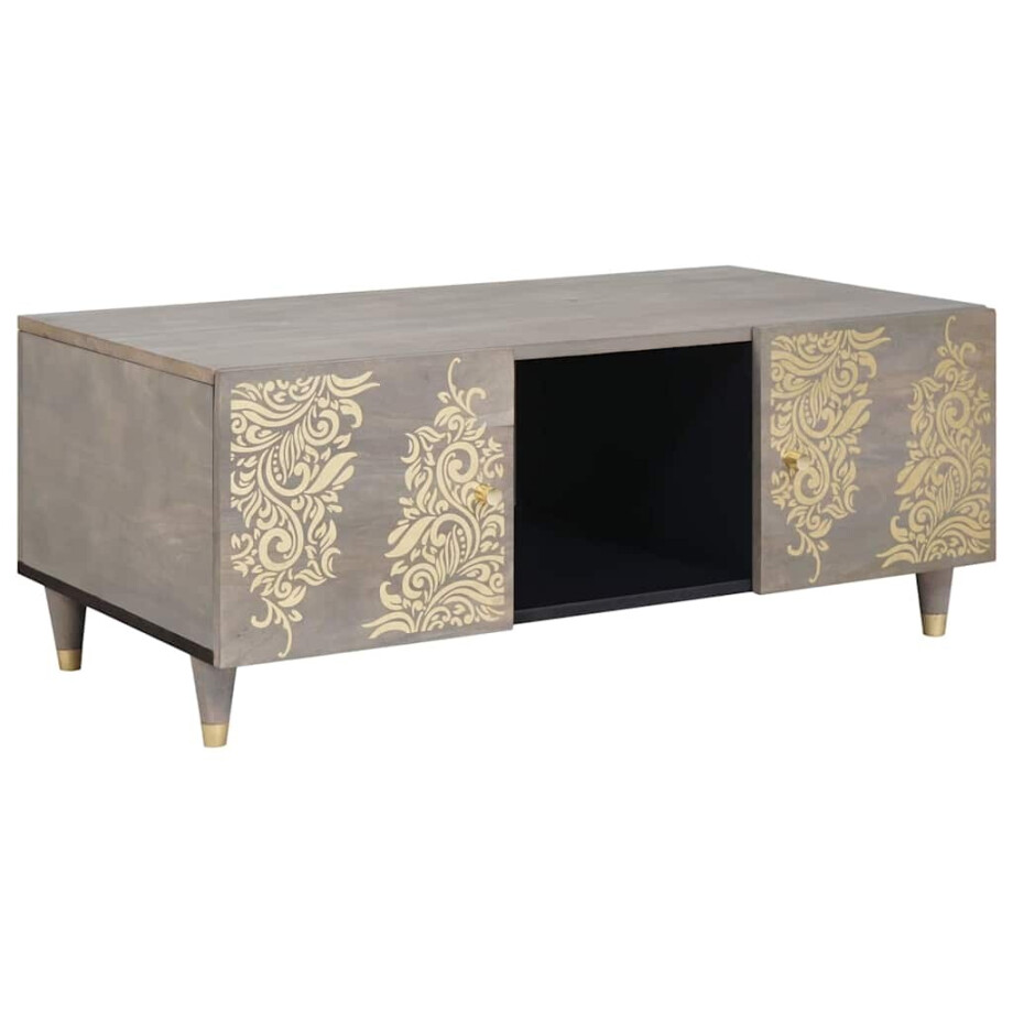 vidaXL Salontafel Grijs 100 x 54 x 40 cm Massief Mango Hout afbeelding 1