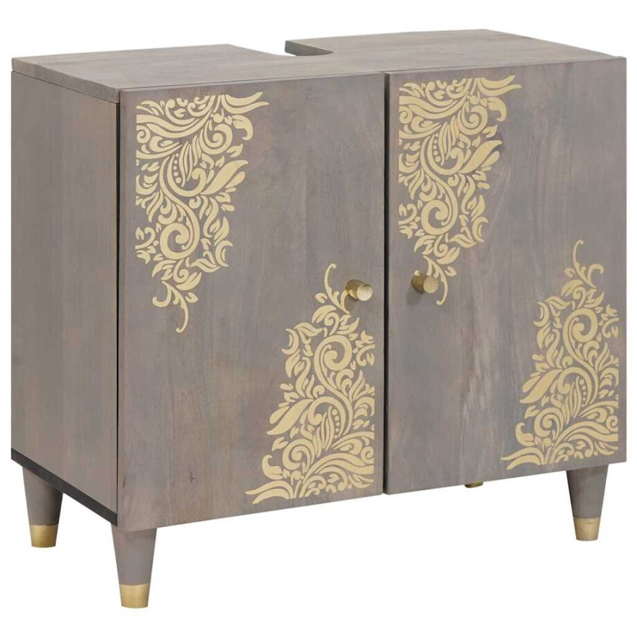 vidaXL Wastafelkast Grijs 62 x 33 x 58 cm Massief Mango Hout vidaXL Wastafelkast Grijs 62 x 33 x 58 cm Massief Mango Hout afbeelding 1