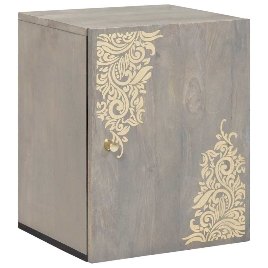 vidaXL Wandkast met opslag Grijs 38 x 33 x 48 cm Massief Mango Hout vidaXL Wandkast met opslag Grijs 38 x 33 x 48 cm Massief Mango Hout afbeelding 1
