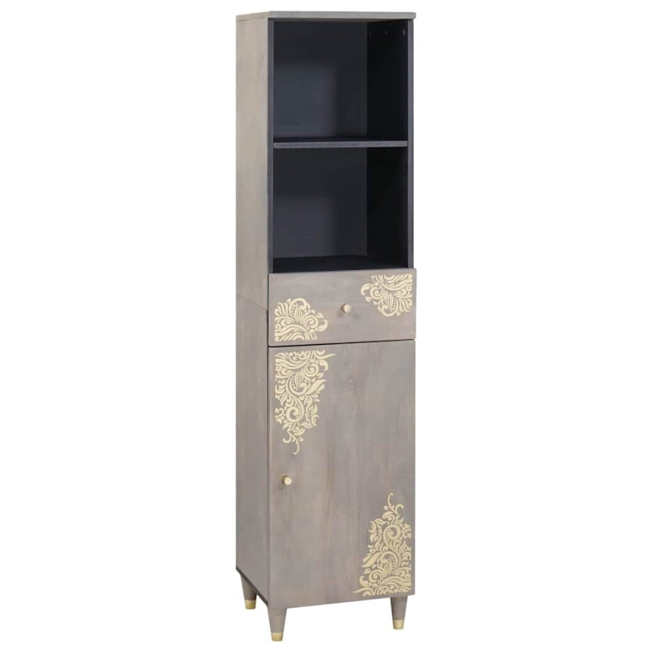 vidaXL Badkamerkast met lade Grijs 38 x 33 x 160 cm Massief Mango Hout vidaXL Badkamerkast met lade Grijs 38 x 33 x 160 cm Massief Mango Hout afbeelding 1