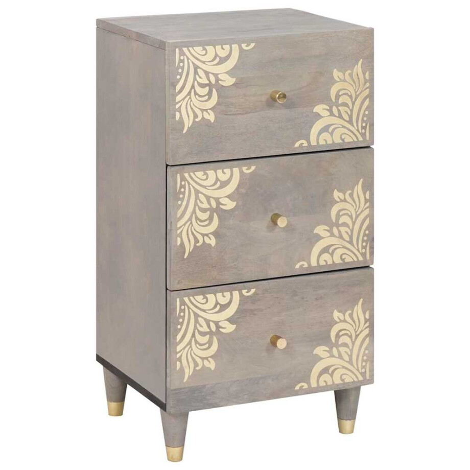 vidaXL Dressoir Grijs en Goud 40 x 33 x 75 cm Massief Mango Hout vidaXL Dressoir Grijs en Goud 40 x 33 x 75 cm Massief Mango Hout afbeelding 1