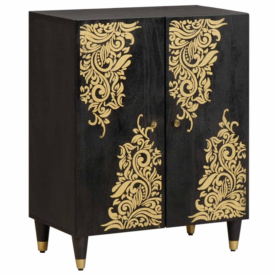 vidaXL Dressoir Zwart 60 x 33 x 75 cm Massief Mango Hout afbeelding 1