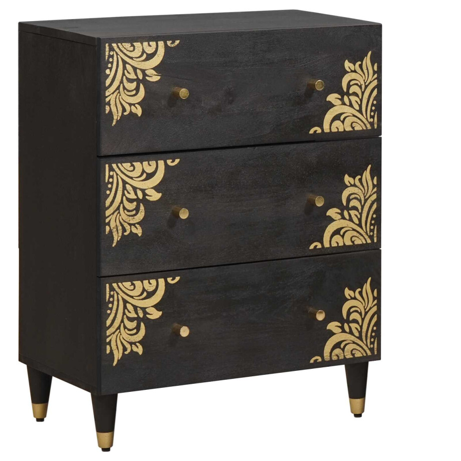 vidaXL Dressoir Zwart 60 x 33 x 75 cm Massief Mango Hout afbeelding 1