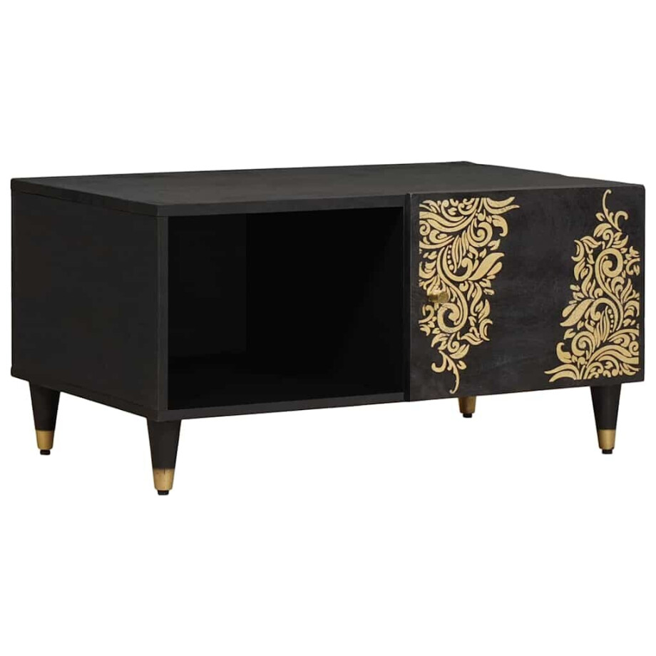 vidaXL Salontafel Zwart 80 x 50 x 40 cm Massief Mango Hout afbeelding 1