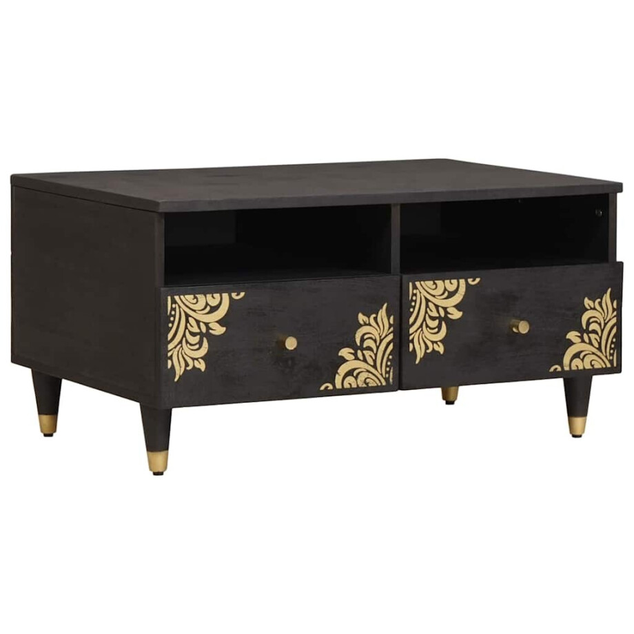 vidaXL Salontafel met lade Zwart 80 x 54 x 40 cm Massief Mango Hout vidaXL Salontafel met lade Zwart 80 x 54 x 40 cm Massief Mango Hout afbeelding 1