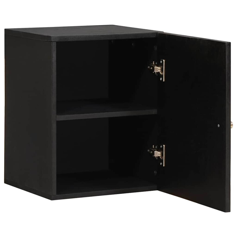 vidaXL Wandkast met opslag Zwart 38 x 33 x 48 cm Massief Mango Hout afbeelding 1