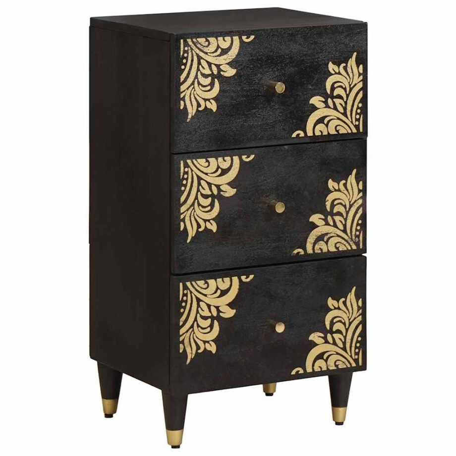 vidaXL Dressoir met lade Zwart 40 x 33 x 75 cm Massief Mango Hout afbeelding 1