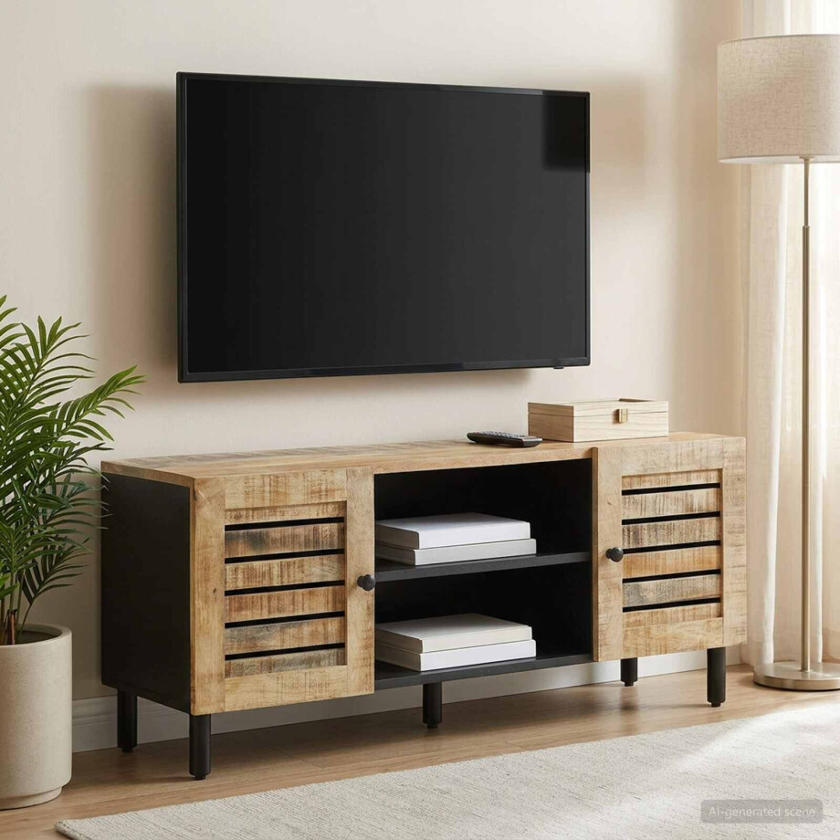 vidaXL Opslagkasten Naturel 105 x 33 x 46 cm Massief Mango Hout afbeelding 1
