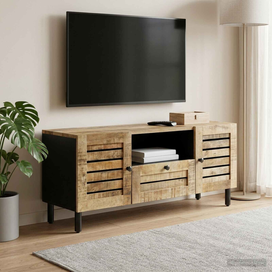 vidaXL Opslagkasten Naturel 105 x 33 x 46 cm Massief Mango Hout afbeelding 1