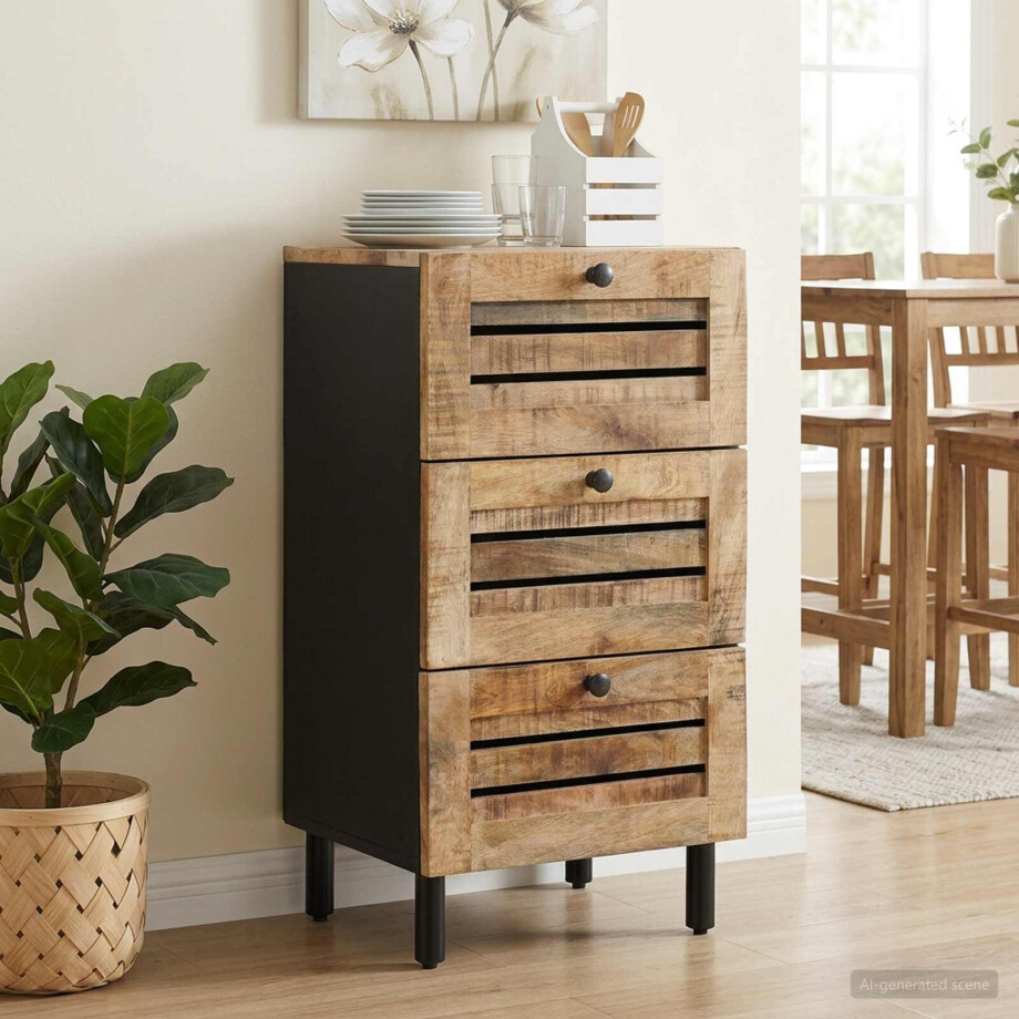 vidaXL Opslagkasten Naturel 40 x 33 x 75 cm Massief Mango Hout afbeelding 1