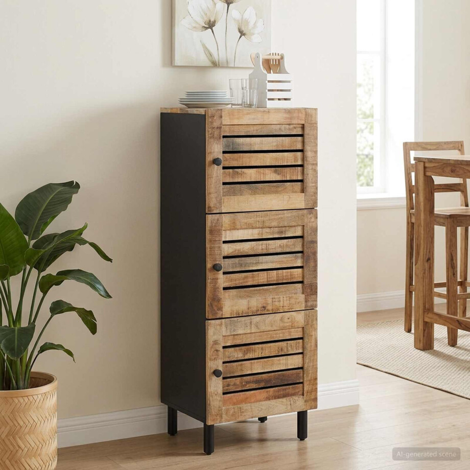 vidaXL Opslagkasten Naturel 40 x 33 x 110 cm Massief Mango Hout afbeelding 1