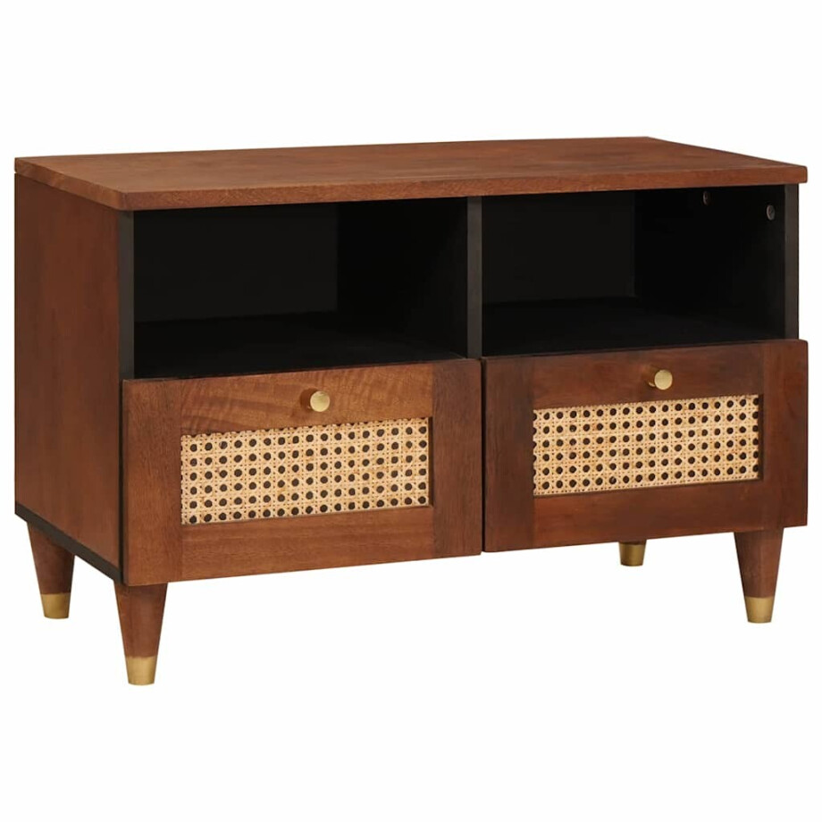 vidaXL TV-kast met lade Bruin 70 x 33,5 x 46 cm Massief Mango Hout vidaXL TV-kast met lade Bruin 70 x 33,5 x 46 cm Massief Mango Hout afbeelding 1