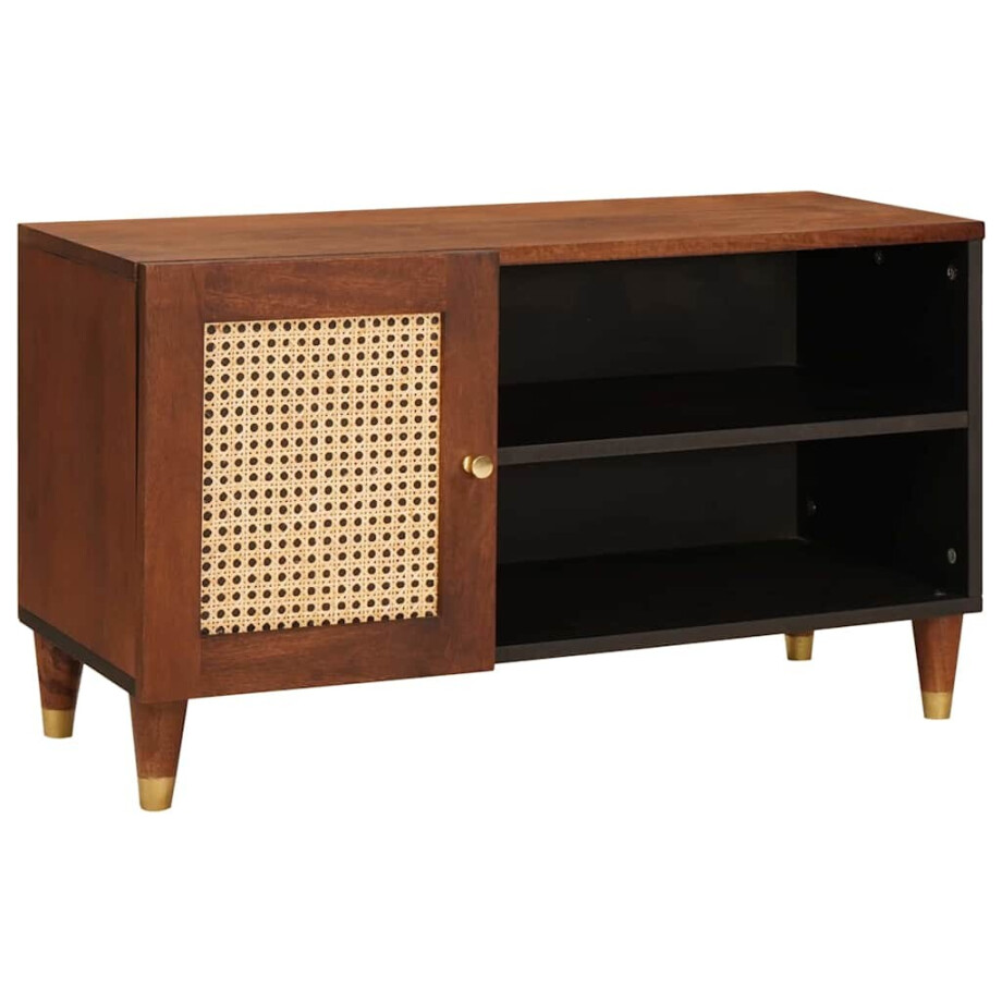 vidaXL TV-kast met plank Bruin 80 x 31,5 x 46 cm Massief Mango Hout afbeelding 1