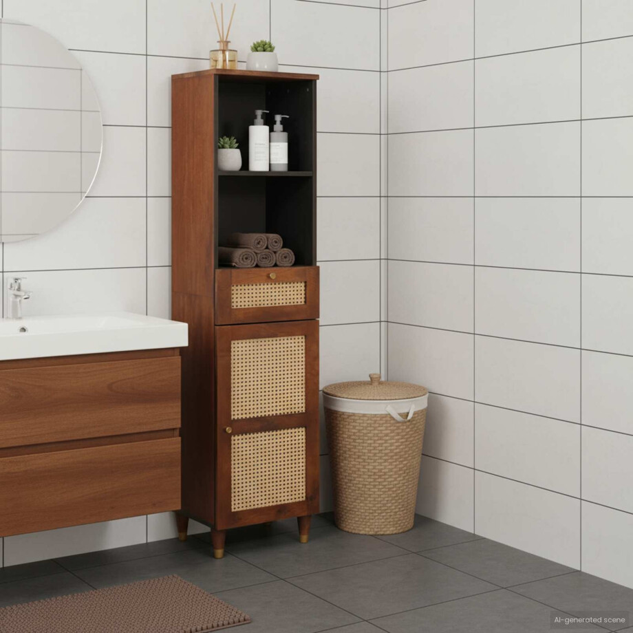 vidaXL Dressoir met lade Bruin 38 x 33,5 x 160 cm Massief Mango Hout afbeelding 1