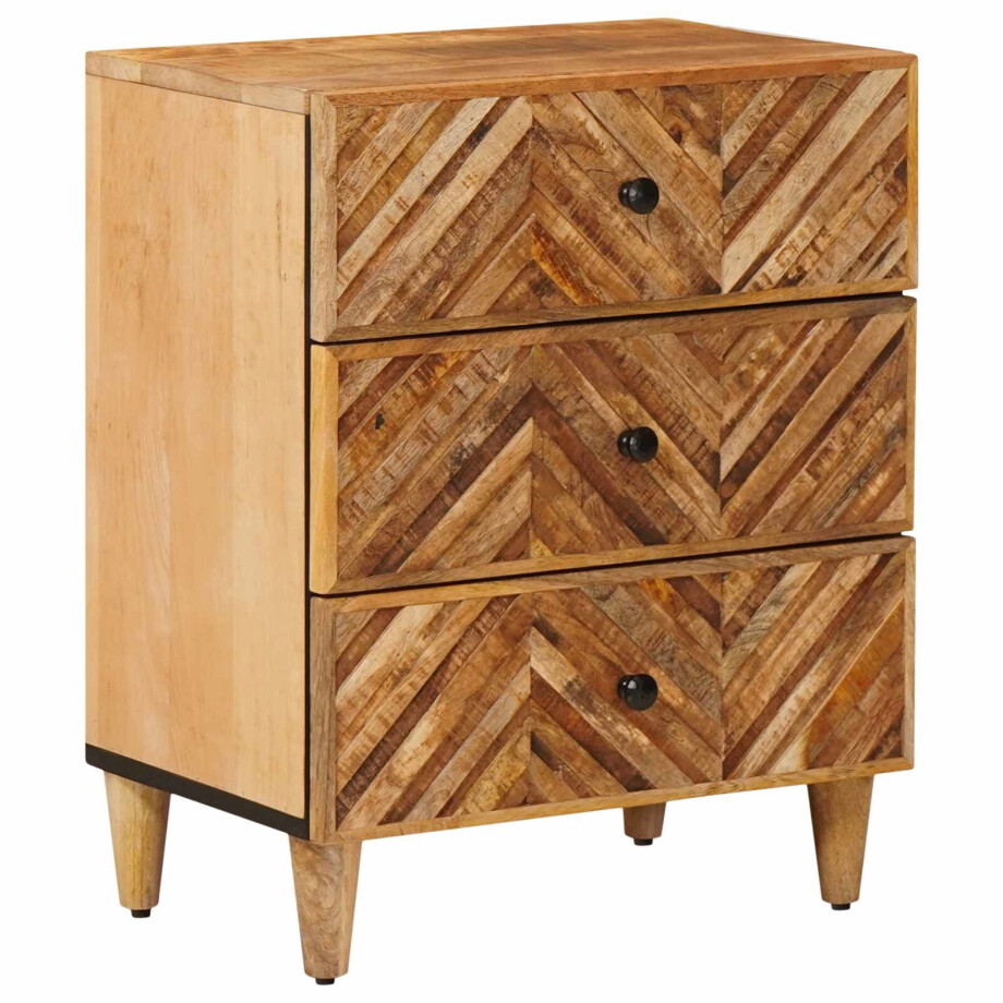 vidaXL Nachtkastje met lade Bruin 50 x 33 x 60 cm Massief Mango Hout afbeelding 1