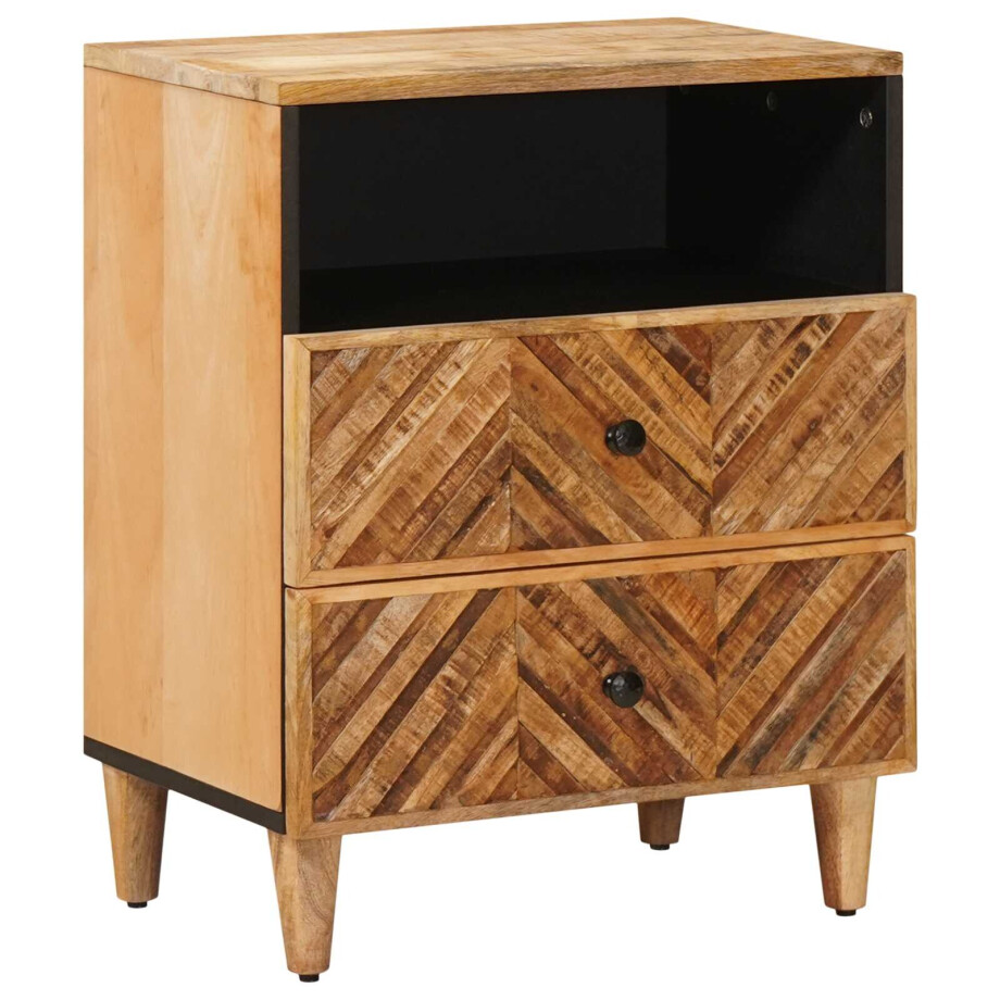 vidaXL Nachtkastje met lade Bruin 50 x 33 x 60 cm Massief Mango Hout afbeelding 1
