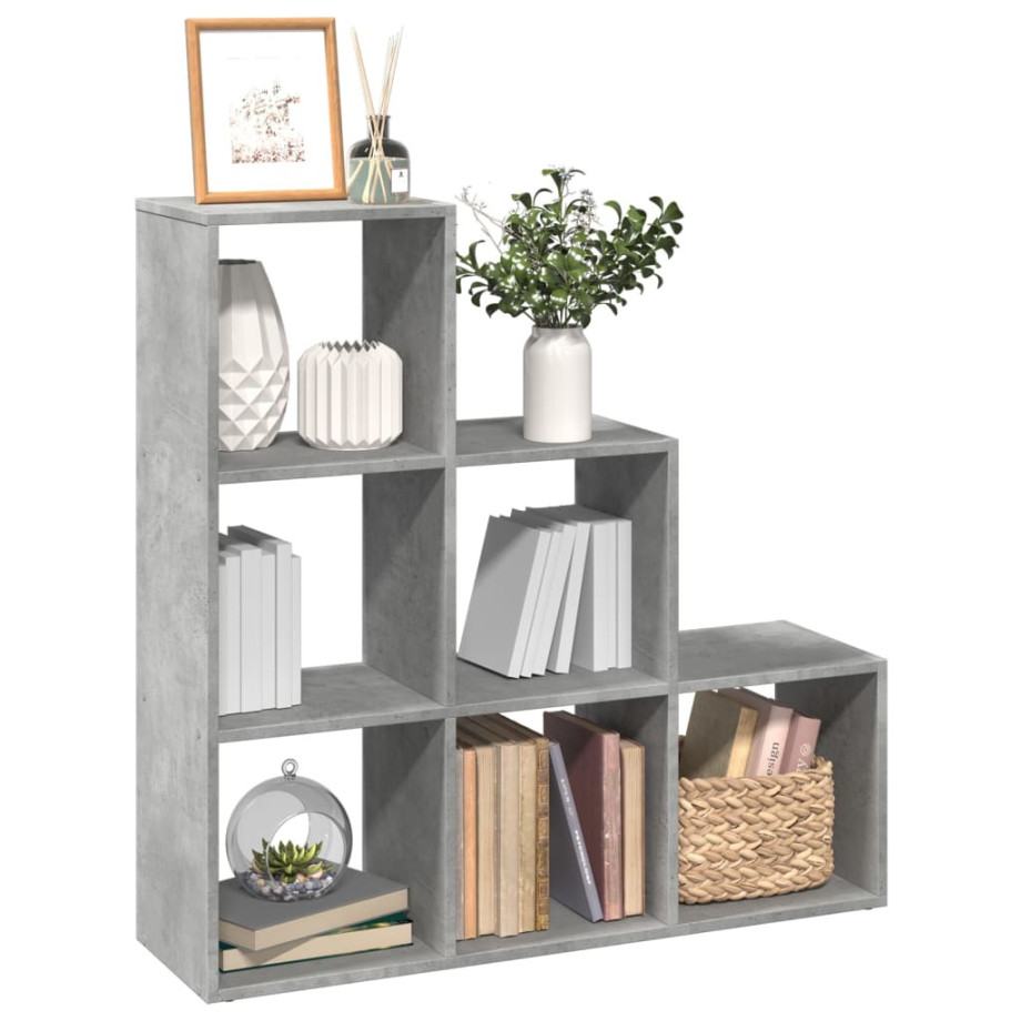 vidaXL Kamerscherm / boekenkast 3-laags 99x29x99 cm hout betongrijs afbeelding 1