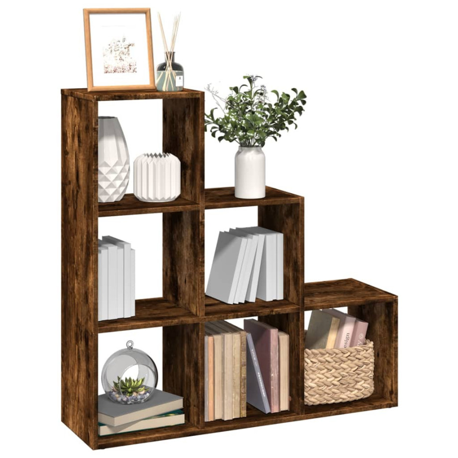 vidaXL Kamerscherm / boekenkast 3-laags 99x29x99 cm hout gerookt eiken afbeelding 1