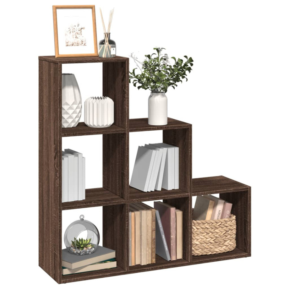 vidaXL Kamerscherm / boekenkast 3-laags 99x29x99 cm hout bruin eiken afbeelding 1