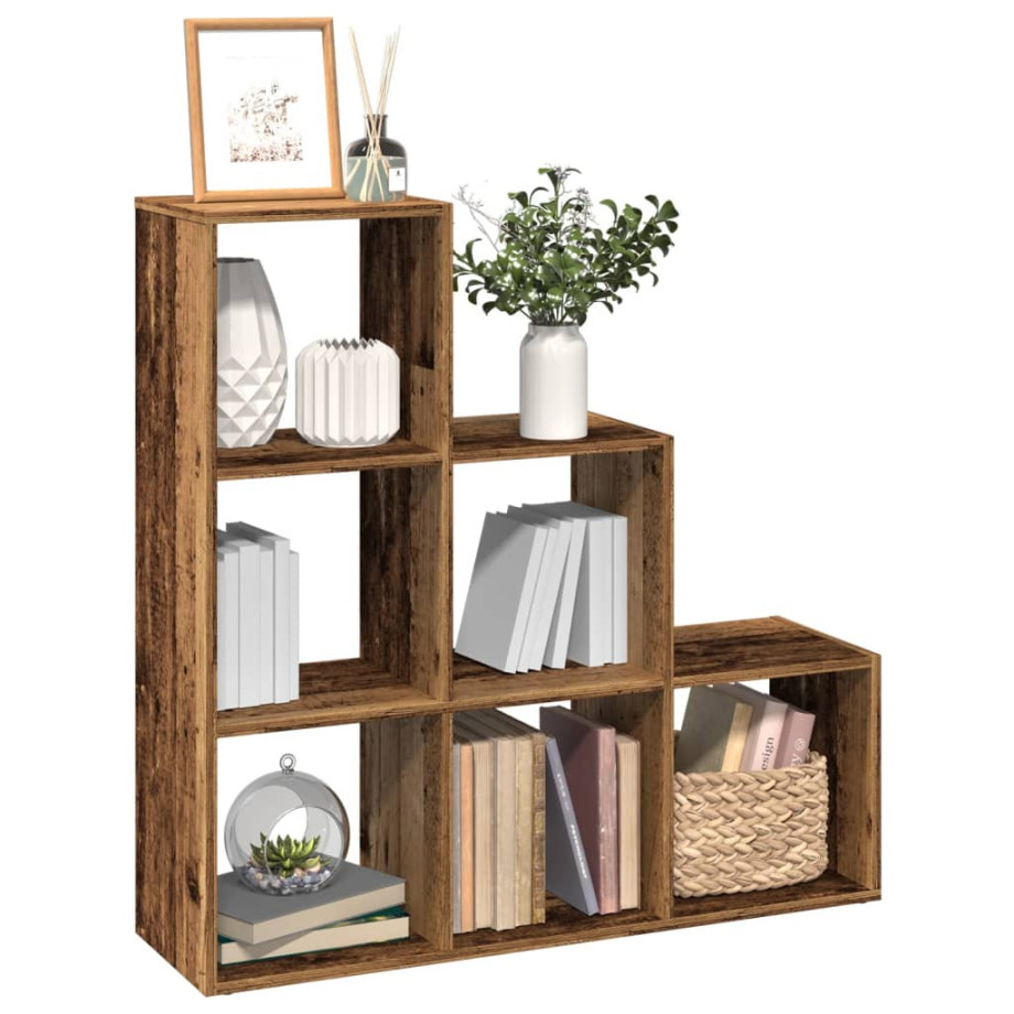 vidaXL Kamerscherm / boekenkast 3-laags 99x29x99 cm hout oud houtkleur afbeelding 1