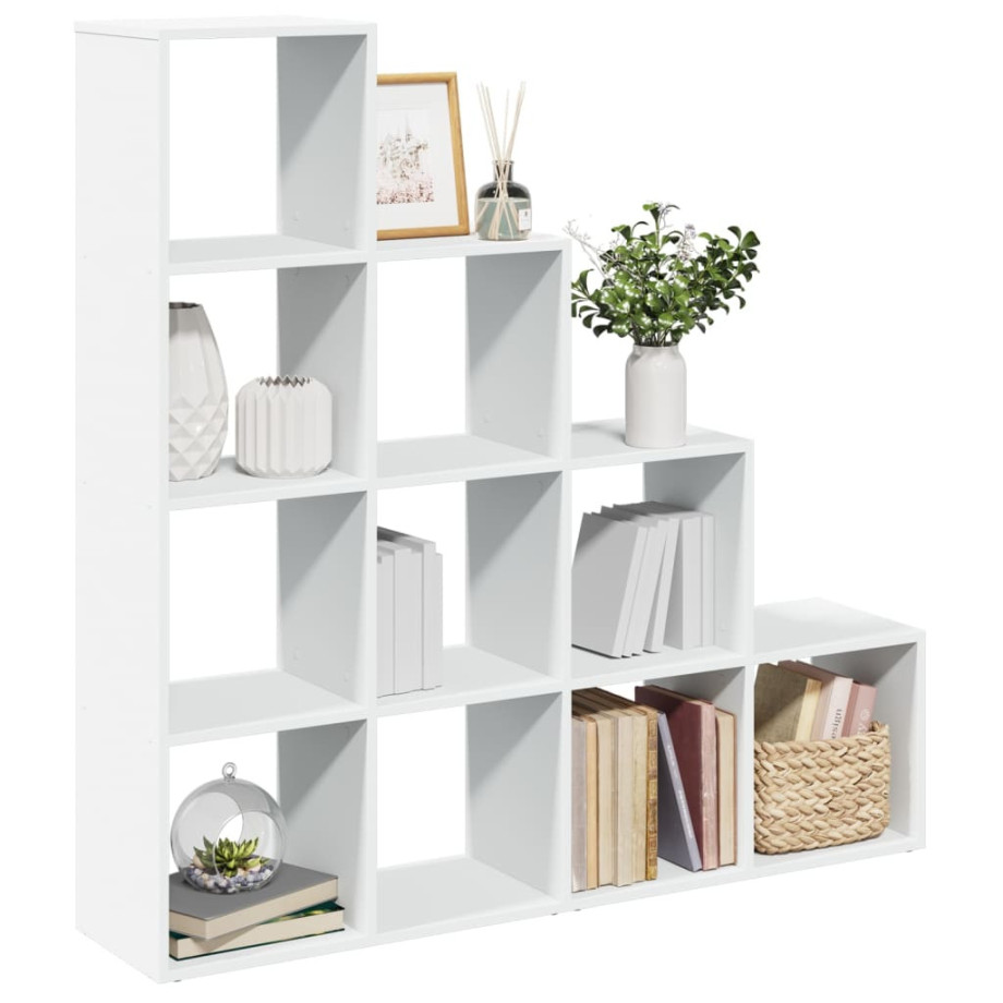 vidaXL Kamerscherm / boekenkast 4-laags 131,5x29x131,5 cm hout wit afbeelding 1