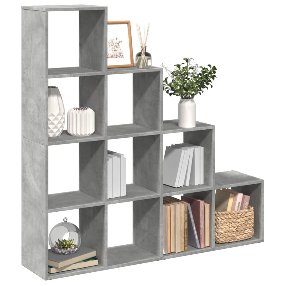 vidaXL Kamerscherm / boekenkast 4-laags 131,5x29x131,5 cm hout grijs afbeelding 1